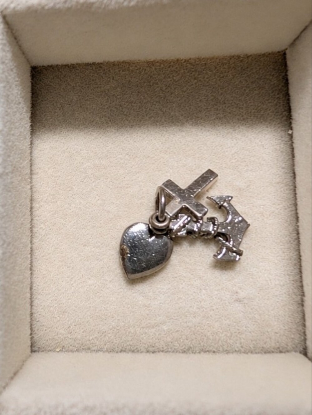 Silver Anchor, Heart And Cross Charm Pendant - Small